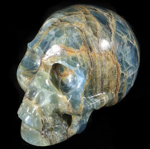 Beautiful, Carved, Blue Calcite Skull - Argentina #63273